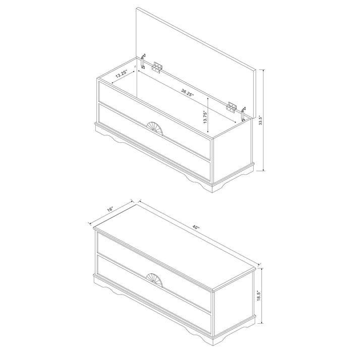 CoasterEssence Paula cedar chest in honey finish with classic wood design and hinged lid