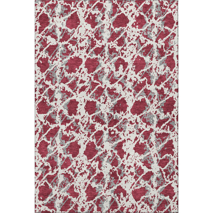 10' X 14' Abstract Washable Area Rug With UV Protection (676638) - Burgundy / Gray / Ivory