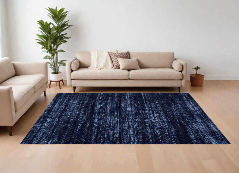 9' x 13' Power Loom Area Rug - Black And Blue