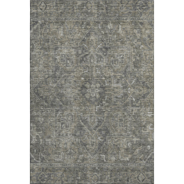8' X 10' Medallion Distressed Washable Area Rug With UV Protection (649748) - Coffee / Gray