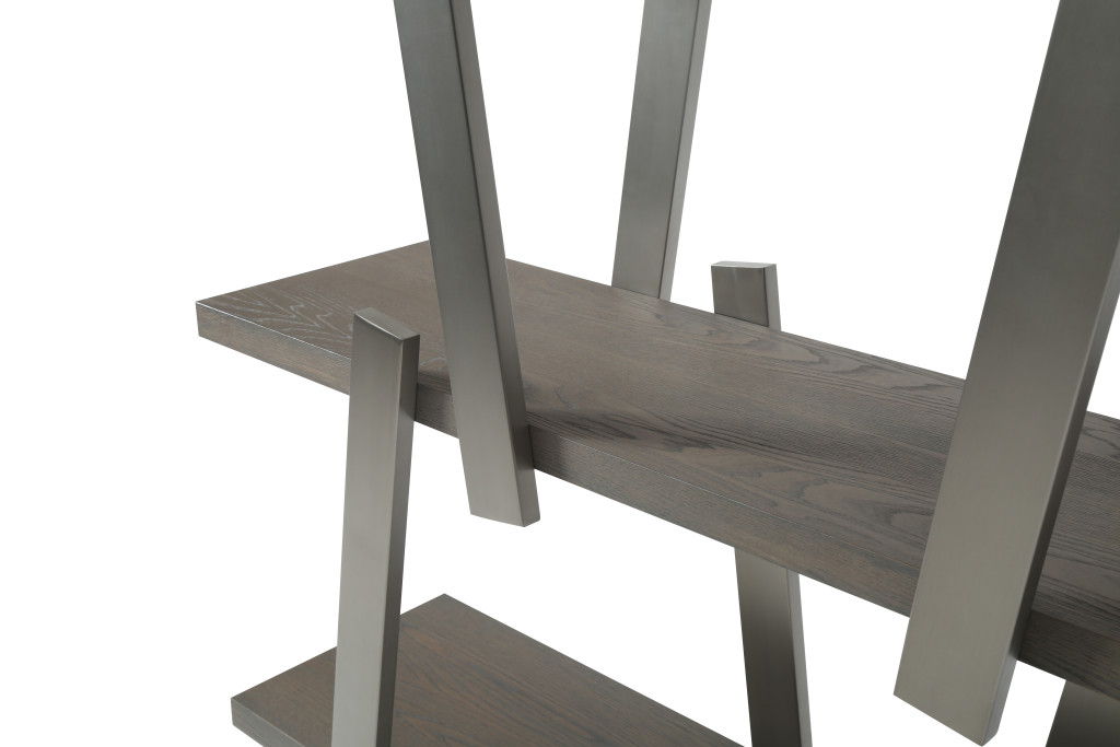 Stainless Four Tier Geometric Bookcase - Gray / Silver
