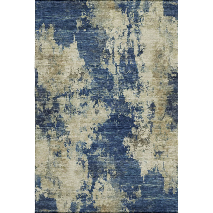 10' X 14' Abstract Washable Area Rug With UV Protection (716960) - Navy Blue / Beige