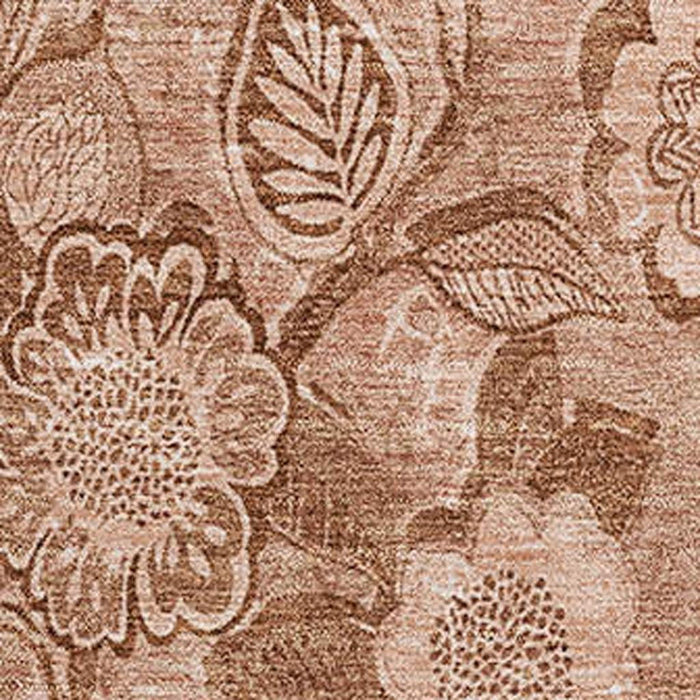 10' X 14' Floral Washable Area Rug With UV Protection (708820) - Terra Cotta / Copper