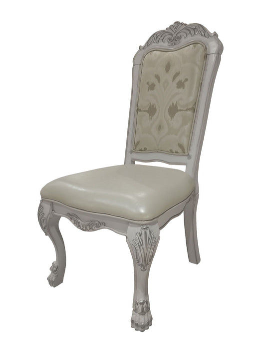 Tufted Upholstered Faux Leather Dining Side Chairs (Set of 2) - White