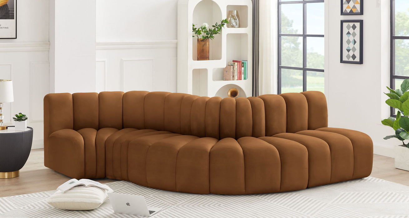 Arc - Velvet 5 Piece Modular Sofa - Saddle
