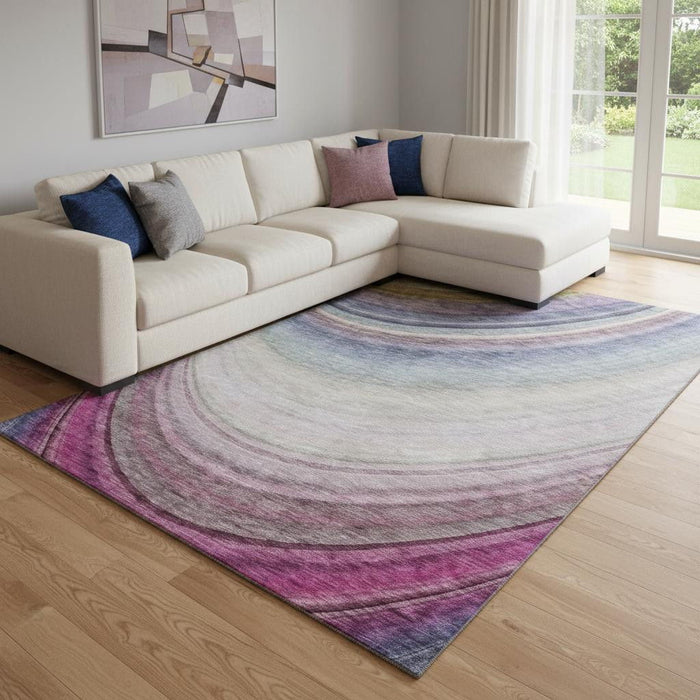 8' X 10' Ombre Washable Area Rug With UV Protection (650294) - Beige / Purple / Blue