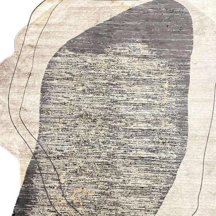 7' X 9' Abstract Distressed Area Rug (722639) - Black / Cream