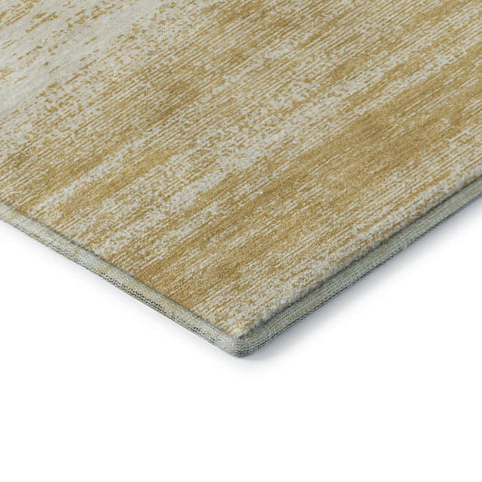 10' X 14' Striped Washable Area Rug With UV Protection (668119) - Gold / Ivory