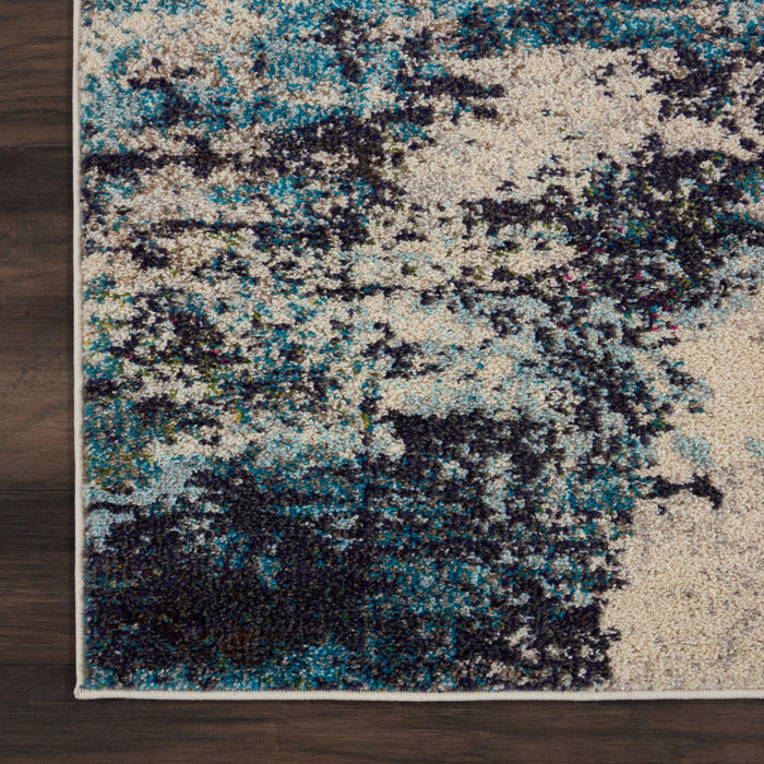 8' x 11' Abstract Power Loom Contemporary Area Rug - Ivory