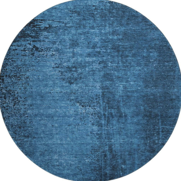 8' Abstract Washable Round Rug With UV Protection (648817) - Navy Blue / Gray