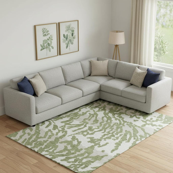 10' X 14' Animal Print Washable Area Rug With UV Protection (669450) - Green / Ivory