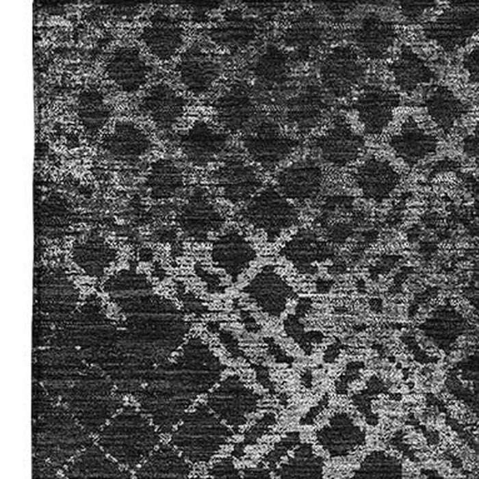 10' X 14' Abstract Geometric Washable Area Rug With UV Protection - Charcoal And Ivory