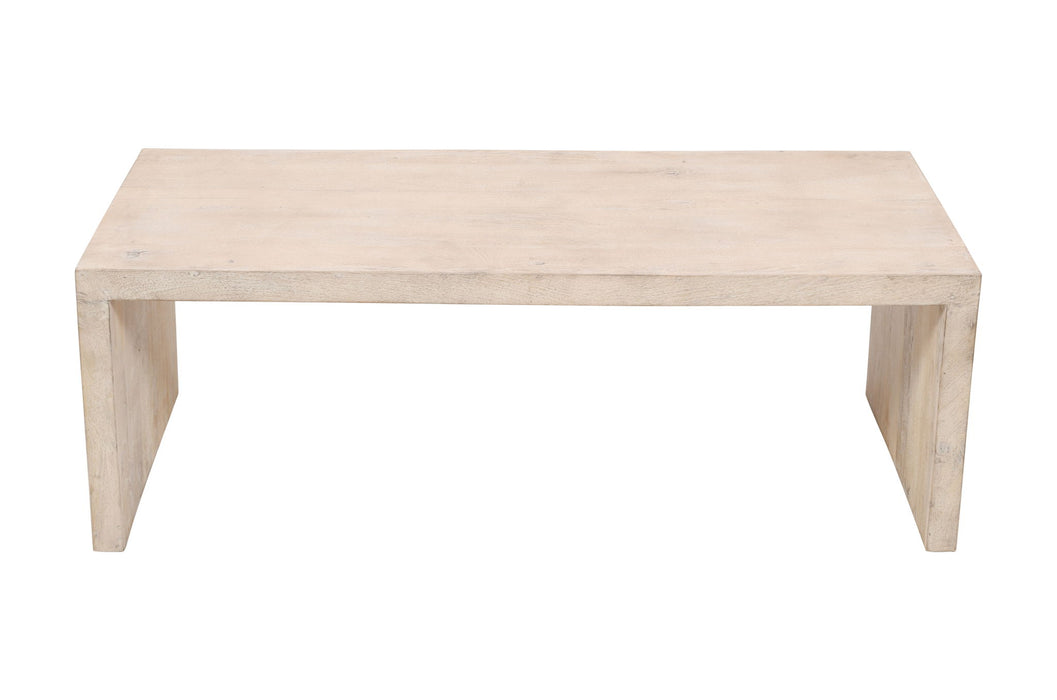 3 Piece Solid Wood Distressed Sled Coffee And End Tables Set - Natural