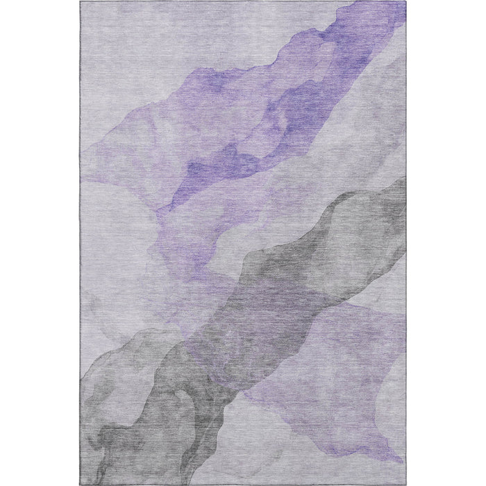 10' X 14' Abstract Washable Area Rug With UV Protection (718175) - Lavender / Gray