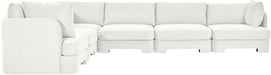 Meridian Furniture Hammond velvet performance fabric 6-piece corner sectional with plush upholstery and modern design.