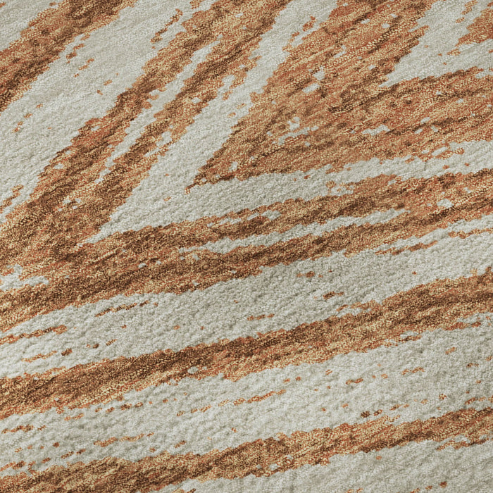 10' X 14' Abstract Washable Area Rug With UV Protection (669726) - Rust / Beige