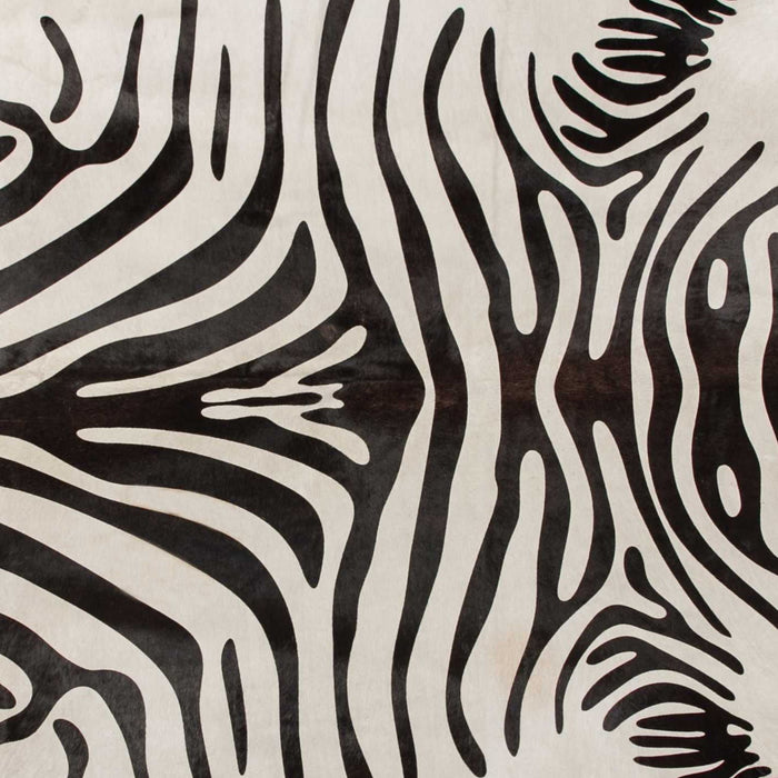 6' x 7' Natural Cowhide Area Rug - Zebra Stripe Black And White