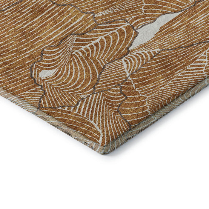 10' X 14' Abstract Washable Area Rug With UV Protection (682241) - Rust / Ivory / Gray