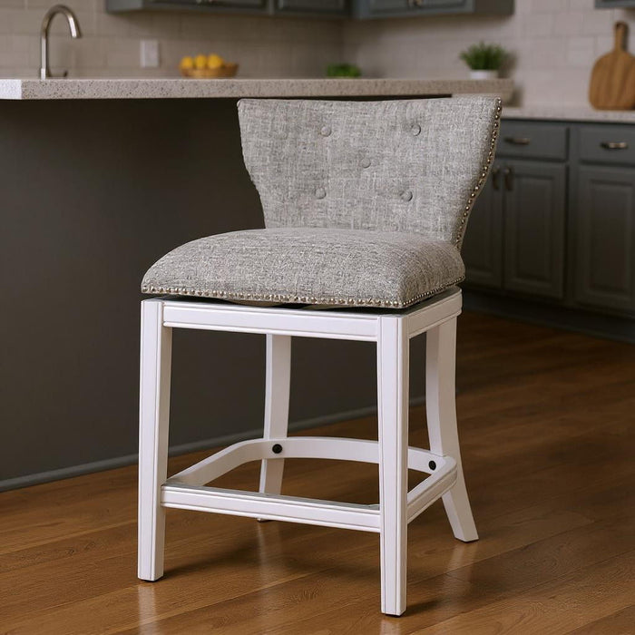 Fabric Solid Wood Low Back Counter Height Swivel Bar Chair (633105) - Gray / White