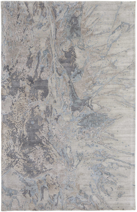 8' x 10' Abstract Hand Tufted Worn Faded Area Rug - Gray Tan And Green