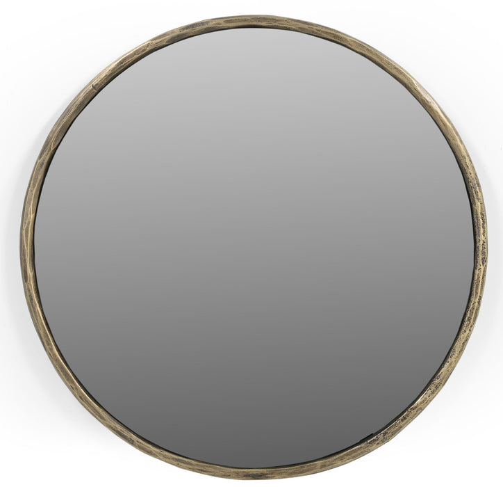 30" Round Iron Framed Accent Mirror - Brass