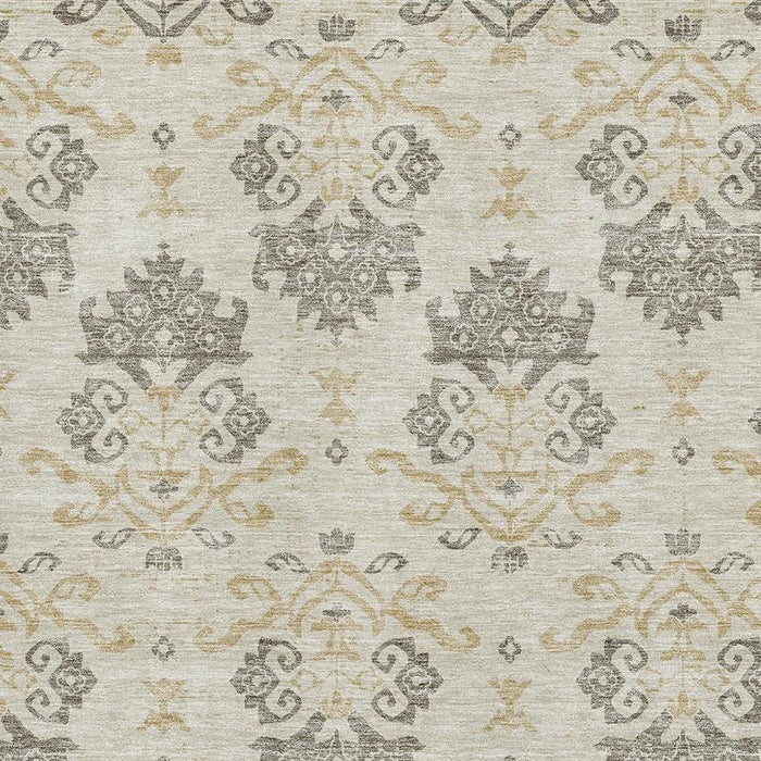 10' X 14' Medallion Washable Area Rug With UV Protection - Beige And Taupe