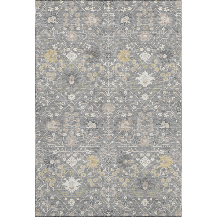 10' X 14' Oriental Washable Area Rug With UV Protection (679210) - Gray / Ivory / Beige
