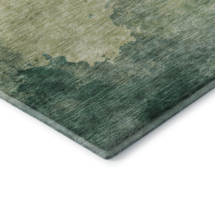 10' X 14' Abstract Washable Area Rug With UV Protection (686144) - Green / Beige