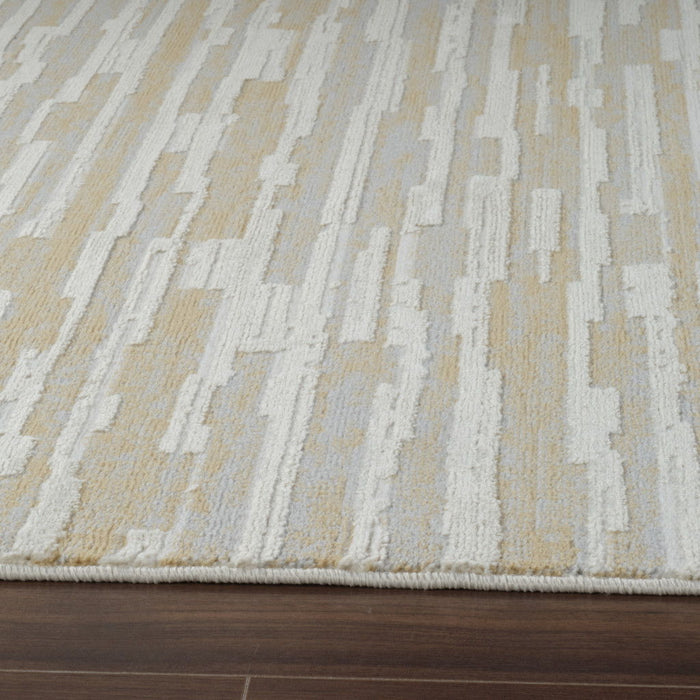 8' x 11' Modern Abstract Distressed Area Rug - Beige And Light Brown