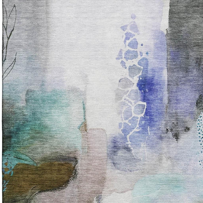 10' X 14' Abstract Washable Area Rug With UV Protection (714769) - Brown / Teal