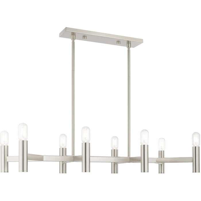 18" Eight Light Dimmable Chandelier With Shades - Nickel