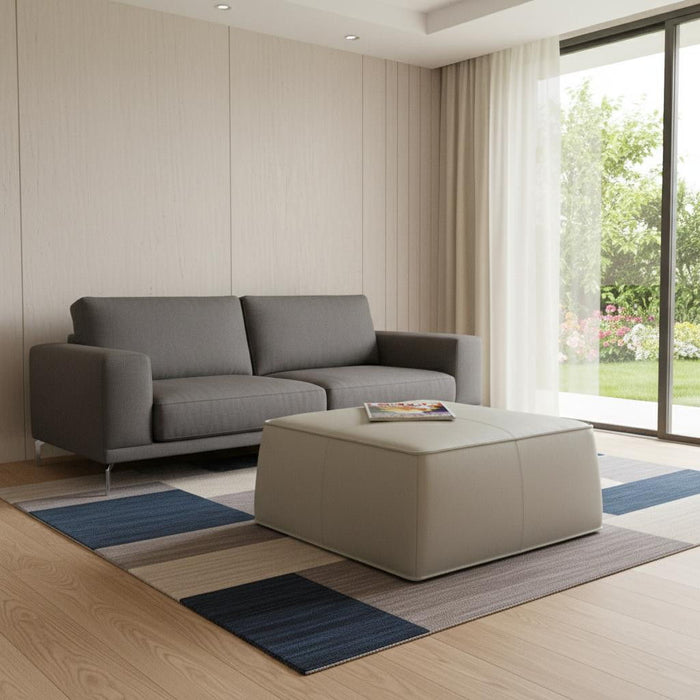 Faux Leather Cocktail Ottoman - Light Gray