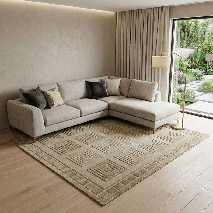 9' X 13' Wool Geometric Hand Knotted Area Rug (744386) - Green / Brown
