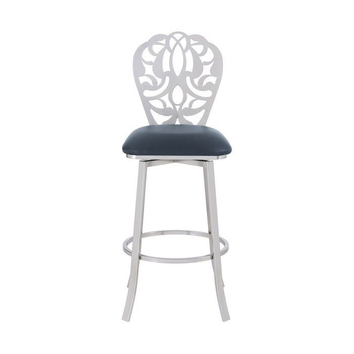 26" Iron Swivel Counter Height Bar Chair - Gray And Silver