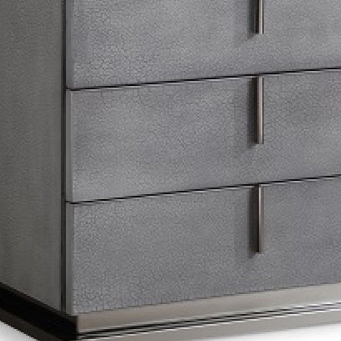 Crackle Finish Three Drawer Nightstand - Gray