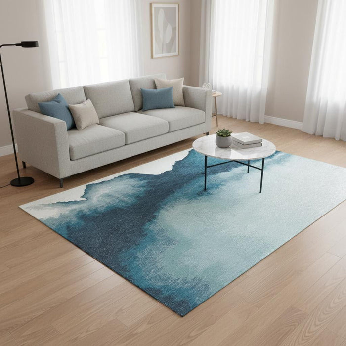 5' X 7' Abstract Washable Area Rug (551811) - Blue / Gray