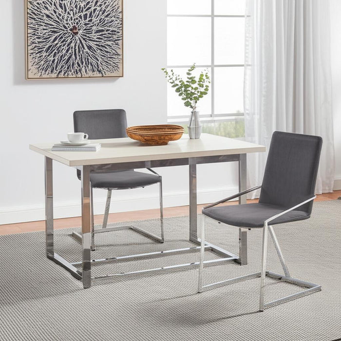Upholstered Velvet Metal Dining Side Chairs (Set of 2) - Gray