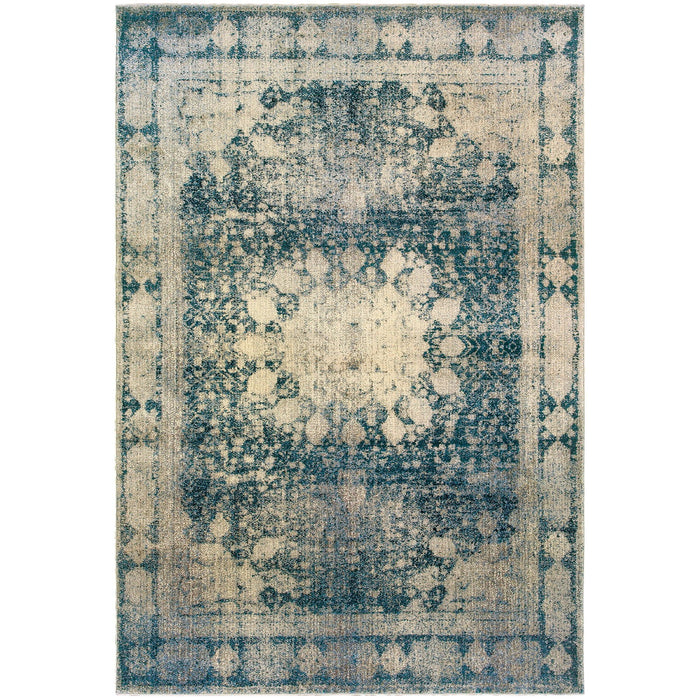 10' X 13' Oriental Area Rug - Ivory And Blue