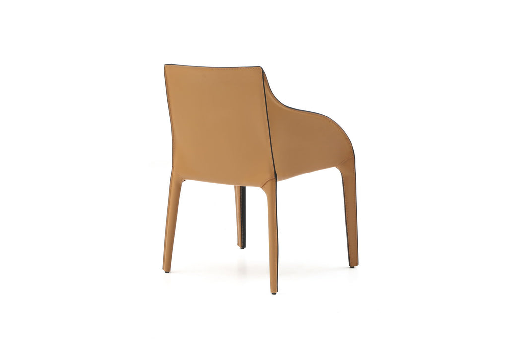 Faux Leather Dining Arm Chair - Black / Brown