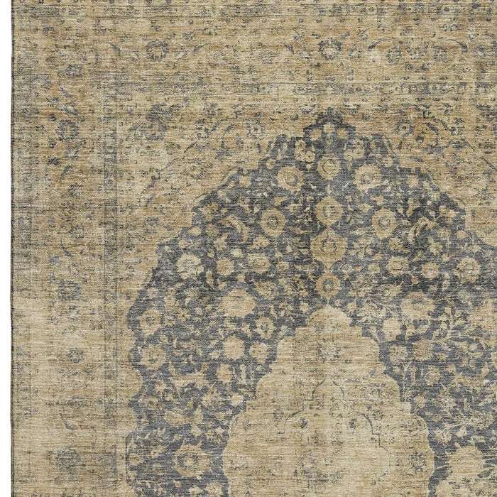 10' X 14' Medallion Washable Area Rug With UV Protection (696302) - Charcoal / Gray / Beige