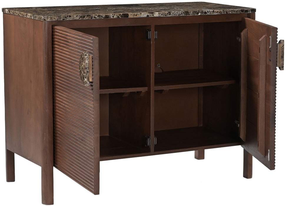 Varenna Meridian Furniture acacia wood sideboard with sleek drawers and cabinets, modern design for living or dining rooms.