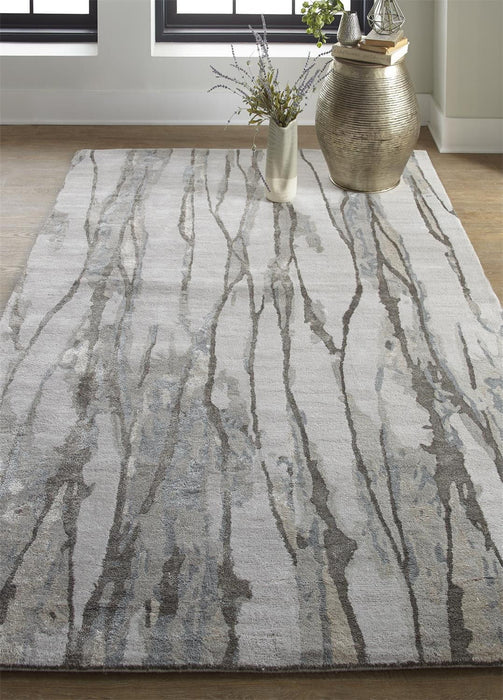 8' x 10' Abstract Tufted Handmade Area Rug - Taupe Ivory And Gray
