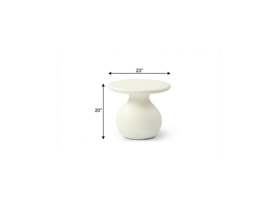 Fiber Glass Round Curvaceous Pedestal End Table - Beige