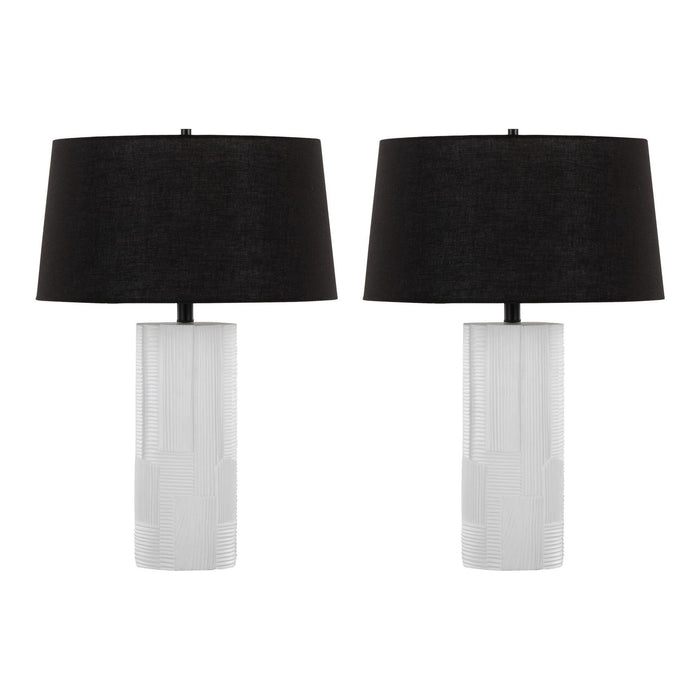 Petra - 26" Polyresin Table Lamp (Set of 2) - Cream Polyresin And Black Metal With Black Linen Shade