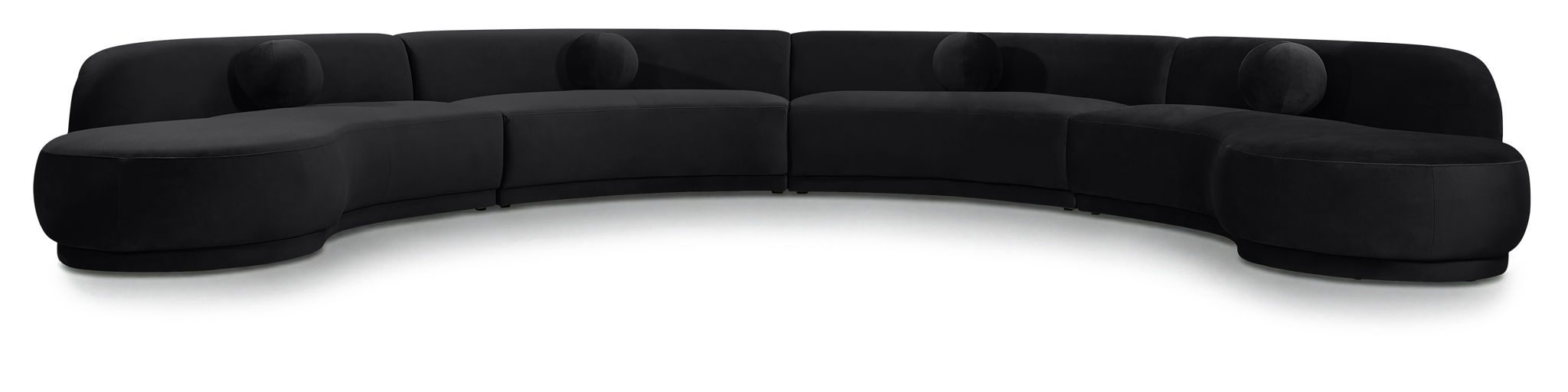 Meridian Furniture Avra 189-inch velvet upholstered sectional sofa with plush performance fabric and modern stationary design.