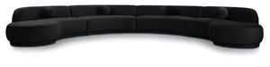 Meridian Furniture Avra 189-inch velvet upholstered sectional sofa with plush performance fabric and modern stationary design.