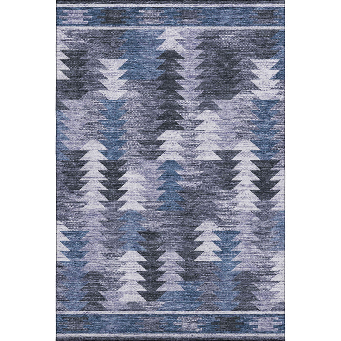 10' X 14' Southwestern Washable Area Rug With UV Protection - Blue / Ivory