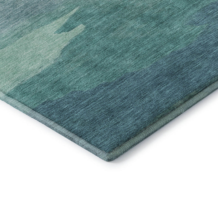 10' X 14' Striped Washable Area Rug With UV Protection (692547) - Turquoise / Ivory