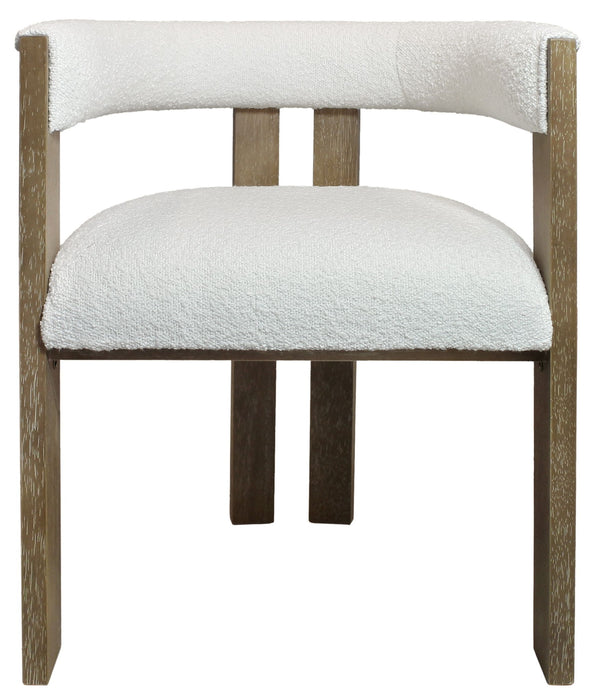 Upholstered Boucle Open Back Dining Arm Chair - Ivory