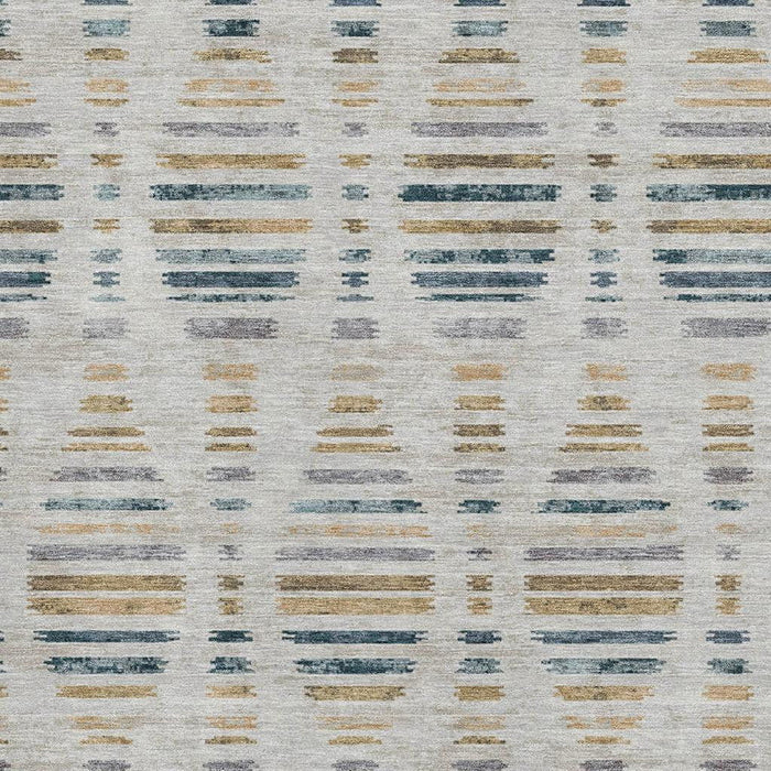 10' X 14' Striped Washable Area Rug With UV Protection (715039) - Linen / Blue